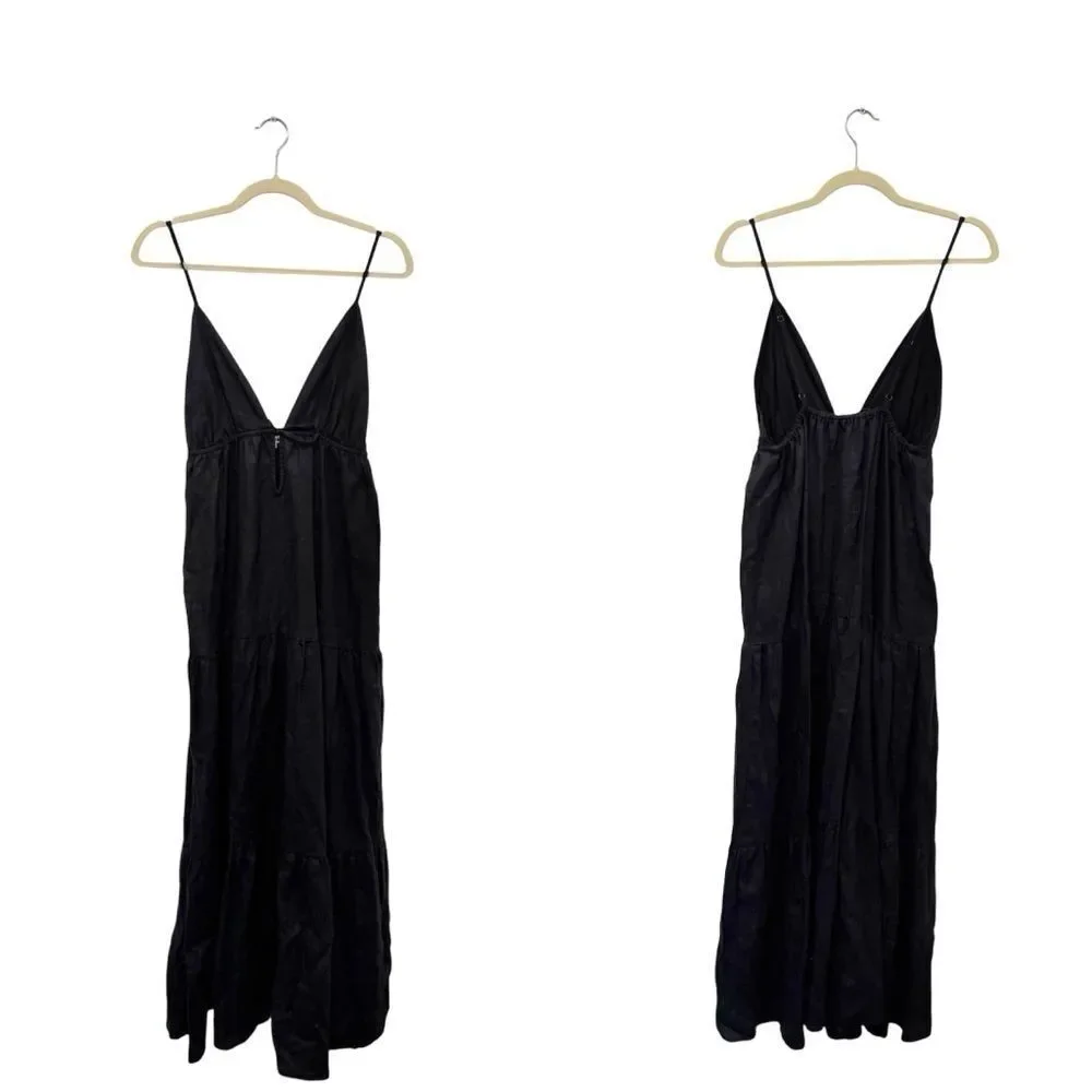 NEW REFORMATION Odella Linen Dress in black - Picture 7 of 9